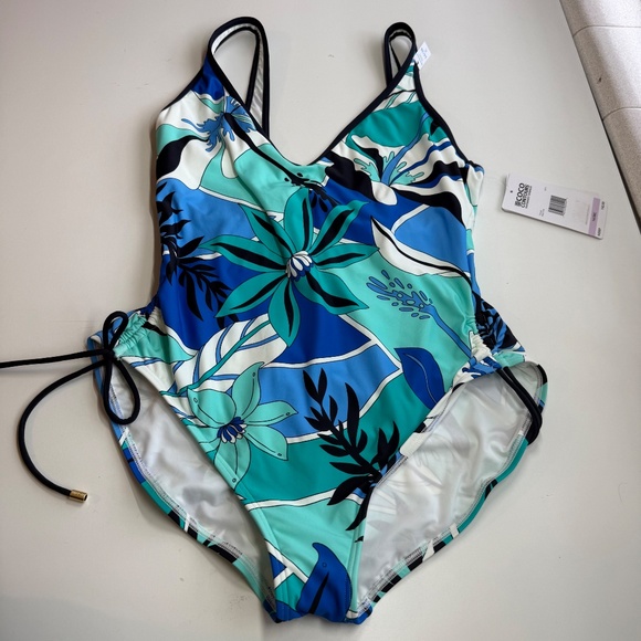 Coco Reef Womens Stellar Tropical Printed Open Back One Piece Swimsuit 14/38C - Picture 4 of 8